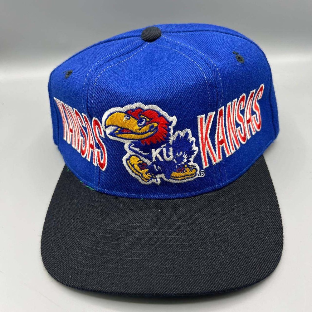 Vintage Kansas Jayhawks Hat Men Blue Green Starter Tri Power Snap Back Cap